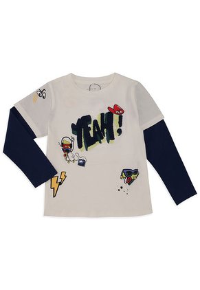 Camiseta Manga Larga Blanco-Azul Name It