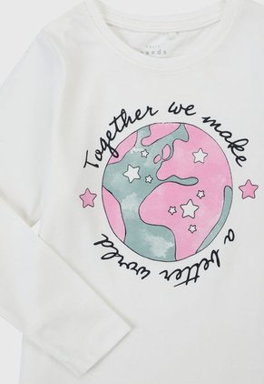 Camiseta Manga Larga Marfil-Rosa-Verde Name It