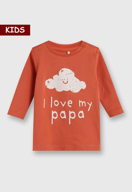 Camiseta Manga Larga Naranja-Blanco Name It