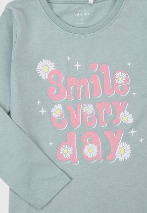 Camiseta Manga Larga Verde-Rosa-Blanco Name It