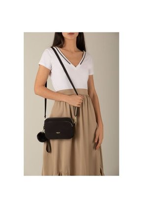 Bolso Tipo Manos Libres En Lona Con Cierres Metalicos Para Mujer Bolso Tipo Manos Libres En Lona Con Cierres Metalicos Para Mujer Negro NAPPA