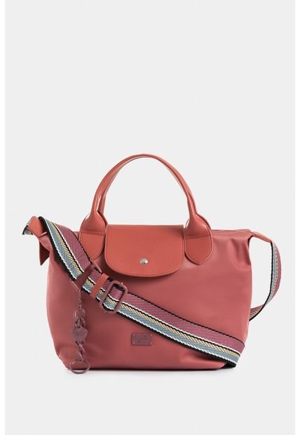 Bolso Tipo Baguette Mediano Con Tapa Y Doble Cargadera Bolso Tipo Baguette Mediano Con Tapa Y Doble Cargadera Rosado NAPPA