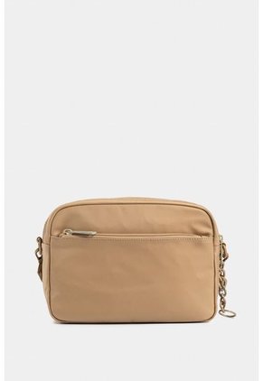 Bolso Tipo Manos Libres En Textil De Tres Compartimentos Bolso Tipo Manos Libres En Textil De Tres Compartimentos Crema NAPPA