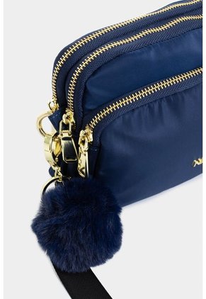 Bolso Tipo Manos Libres En Lona Con Cierres Metalicos Para Mujer Bolso Tipo Manos Libres En Lona Con Cierres Metalicos Para Mujer Azul NAPPA