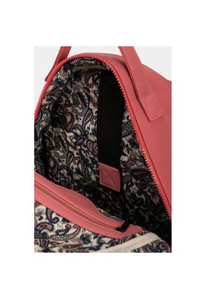 Bolso Tipo Tula Morral Estructurado Para Mujer En Sintetico Liso Con Textura Nubucada Y Bolsillo Frontal Con Mallas Laterales En Contraste