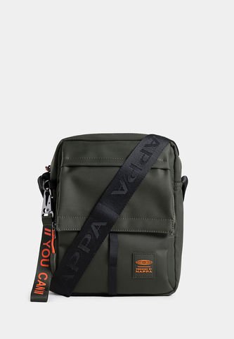 Bolso Manos Libres Verde Militar-Negro-Naranja Nappa Pratt Nappa