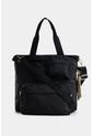 Bolso Tipo Shopping En Textil Con Bolsillo Frontal Removible Bolso Tipo Shopping En Textil Con Bolsillo Frontal Removible Negro NAPPA de Nappa