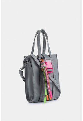 Bolso Tipo Bandolera En Textil Para Mujer Con Llavero Removible En Silueta De Moda Bolso Tipo Bandolera En Textil Para Mujer Con Llavero Removible En Silueta De Moda Gris NAPPA