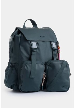 Bolso Tipo Tula Morral En Textil Para Mujer Con Bolsillo Frontal Removible Bolso Tipo Tula Morral En Textil Para Mujer Con Bolsillo Frontal Removible Verde Oliva NAPPA