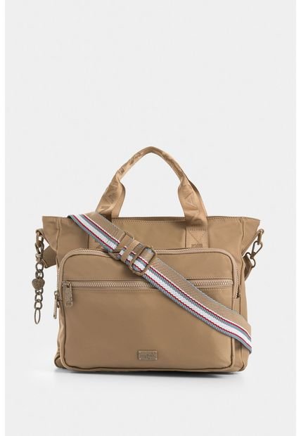 Bolso Tipo Shopping Mediano Con Cierre Principal Y Bolsillo Frontal Bolso Tipo Shopping Mediano Con Cierre Principal Y Bolsillo Frontal Crema NAPPA