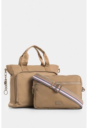 Bolso Tipo Shopping Mediano Con Cierre Principal Y Bolsillo Frontal Bolso Tipo Shopping Mediano Con Cierre Principal Y Bolsillo Frontal Crema NAPPA