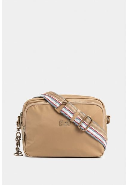 Bolso Tipo Manos Libres En Textil De Tres Compartimentos Bolso Tipo Manos Libres En Textil De Tres Compartimentos Crema NAPPA