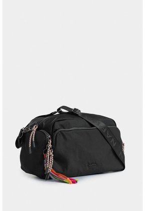 Bolso Baguette En Textil Para Mujer Con Llavero Removible Y Jaladeras De Moda Bolso Baguette En Textil Para Mujer Con Llavero Removible Y Jaladeras De Moda Negro NAPPA