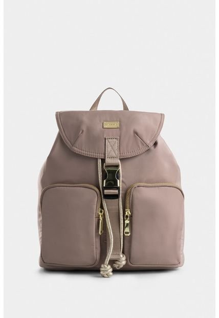 Bolso Tipo Tula Morral Para Mujer En Lona Con Tapa Y Bolsillos Frontales Bolso Tipo Tula Morral Para Mujer En Lona Con Tapa Y Bolsillos Frontales Arena NAPPA