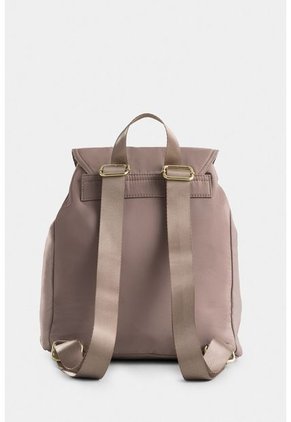 Bolso Tipo Tula Morral Para Mujer En Lona Con Tapa Y Bolsillos Frontales Bolso Tipo Tula Morral Para Mujer En Lona Con Tapa Y Bolsillos Frontales Arena NAPPA