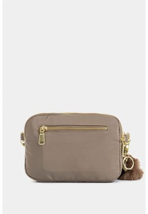 Bolso Tipo Manos Libres En Lona Con Cierres Metalicos Para Mujer Bolso Tipo Manos Libres En Lona Con Cierres Metalicos Para Mujer Arena NAPPA