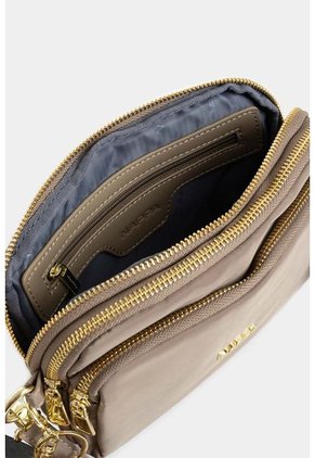 Bolso Tipo Manos Libres En Lona Con Cierres Metalicos Para Mujer Bolso Tipo Manos Libres En Lona Con Cierres Metalicos Para Mujer Arena NAPPA