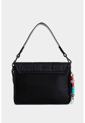 Bolso Tipo Baguette Con Tapa Y Doble Cargadera Bolso Tipo Baguette Con Tapa Y Doble Cargadera Negro NAPPA