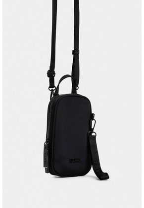 Bolso Tipo Manos Libres, Pequeño En Textil Con Jaladeras En Caucho Bolso Tipo Manos Libres, Pequeño En Textil Con Jaladeras En Caucho Negro NAPPA