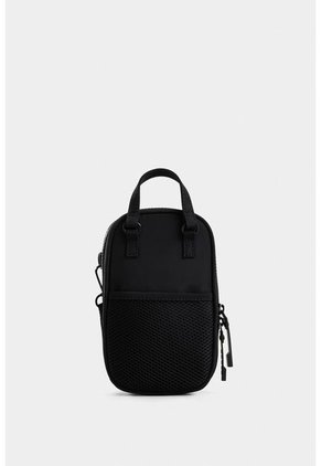 Bolso Tipo Manos Libres, Pequeño En Textil Con Jaladeras En Caucho Bolso Tipo Manos Libres, Pequeño En Textil Con Jaladeras En Caucho Negro NAPPA