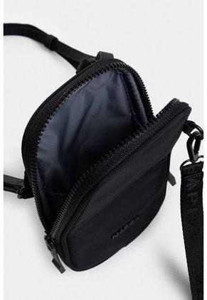 Bolso Tipo Manos Libres, Pequeño En Textil Con Jaladeras En Caucho Bolso Tipo Manos Libres, Pequeño En Textil Con Jaladeras En Caucho Negro NAPPA