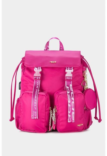 Morral En Lona Para Mujer Con Bolsillo Frontal Removible Morral En Lona Para Mujer Con Bolsillo Frontal Removible Fucsia NAPPA