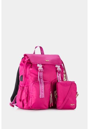 Morral En Lona Para Mujer Con Bolsillo Frontal Removible Morral En Lona Para Mujer Con Bolsillo Frontal Removible Fucsia NAPPA