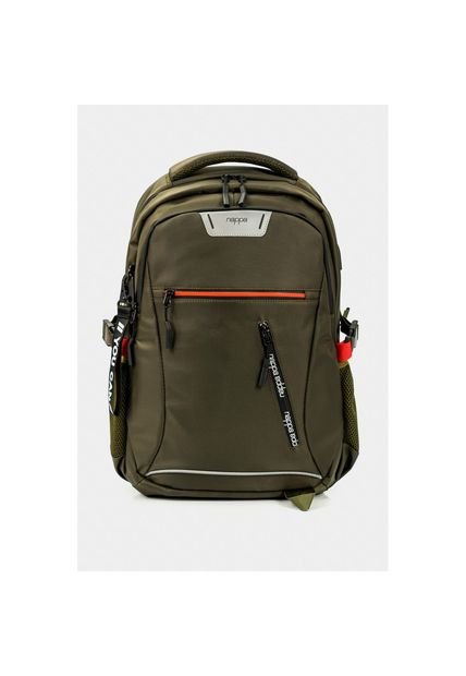Bolso Para Hombre Tipo Tula Morral En Lona Con Cierre Frontal Invertido Con Logo Nappa Estampado Bolso Para Hombre Tipo Tula Morral En Lona Con Cierre Frontal Invertido Con Logo Nappa Estampado Verde NAPPA