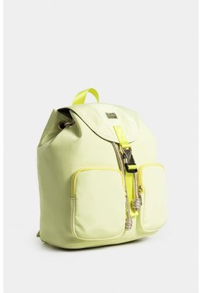 Bolso Tipo Tula Morral Para Mujer En Lona Con Tapa Y Bolsillos Frontales Bolso Tipo Tula Morral Para Mujer En Lona Con Tapa Y Bolsillos Frontales Amarillo NAPPA