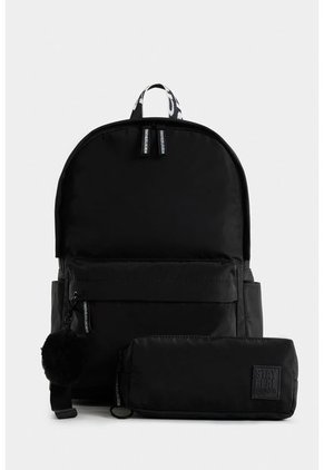 Morral Astor En Lona Con Tiras Estampadas Morral Astor En Lona Con Tiras Estampadas Negro NAPPA