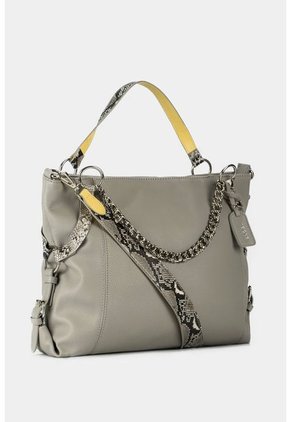 Bolso Para Mujer En Sintetico Tipo Shopping De Silueta Amplia Y Estructurada Con Cargadera En Cadena Bolso Para Mujer En Sintetico Tipo Shopping De Silueta Amplia Y Estructurada Con Cargadera En Cadena Gris NAPPA