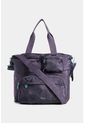 Bolso Tipo Shopping En Textil Estampado Para Mujer Con Bolsillo Frontal Removible Bolso Tipo Shopping En Textil Estampado Para Mujer Con Bolsillo Frontal Removible Morado NAPPA de Nappa