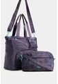 Bolso Tipo Shopping En Textil Estampado Para Mujer Con Bolsillo Frontal Removible Bolso Tipo Shopping En Textil Estampado Para Mujer Con Bolsillo Frontal Removible Morado NAPPA de Nappa