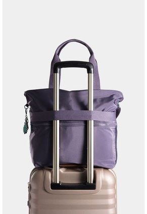 Bolso Tipo Shopping En Textil Estampado Para Mujer Con Bolsillo Frontal Removible Bolso Tipo Shopping En Textil Estampado Para Mujer Con Bolsillo Frontal Removible Morado NAPPA