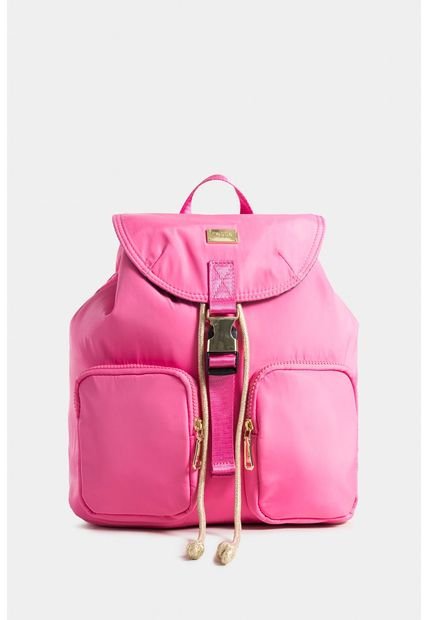 Bolso Tipo Tula Morral Para Mujer En Lona Con Tapa Y Bolsillos Frontales Bolso Tipo Tula Morral Para Mujer En Lona Con Tapa Y Bolsillos Frontales Coral NAPPA