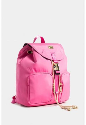 Bolso Tipo Tula Morral Para Mujer En Lona Con Tapa Y Bolsillos Frontales Bolso Tipo Tula Morral Para Mujer En Lona Con Tapa Y Bolsillos Frontales Coral NAPPA