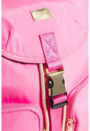 Bolso Tipo Tula Morral Para Mujer En Lona Con Tapa Y Bolsillos Frontales Bolso Tipo Tula Morral Para Mujer En Lona Con Tapa Y Bolsillos Frontales Coral NAPPA