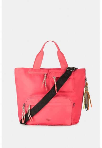 Bolso Tipo Shopping En Textil Para Mujer Con Bolsillo Frontal Removible Bolso Tipo Shopping En Textil Para Mujer Con Bolsillo Frontal Removible Coral NAPPA