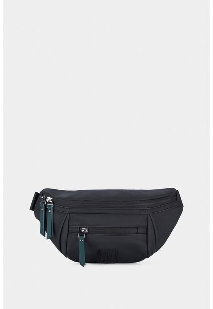 Riñonera Bolso Para Hombre Tipo Riñonera En Sintetico Suave Tipo Nobucado Con Leyenda De Marca Estampada Negro NAPPA