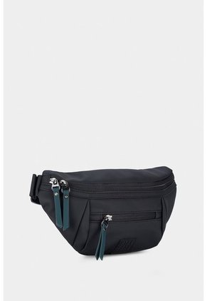 Riñonera Bolso Para Hombre Tipo Riñonera En Sintetico Suave Tipo Nobucado Con Leyenda De Marca Estampada Negro NAPPA