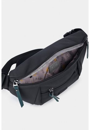 Riñonera Bolso Para Hombre Tipo Riñonera En Sintetico Suave Tipo Nobucado Con Leyenda De Marca Estampada Negro NAPPA