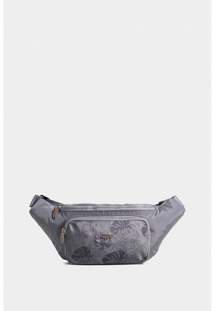 Riñonera Ficus Botanical En Textil Estampado Grande Riñonera Ficus Botanical En Textil Estampado Grande Gris NAPPA