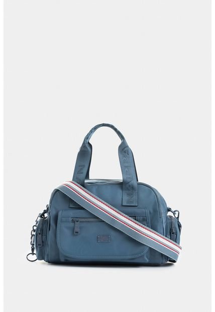 Bolso Tipo Baguette Mediano Con Tapa En Bolsillo Y Doble Compartimento Principal Bolso Tipo Baguette Mediano Con Tapa En Bolsillo Y Doble Compartimento Principal Azul Aguamarina NAPPA