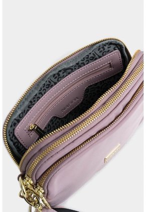 Bolso Tipo Manos Libres En Lona Con Cierres Metalicos Para Mujer Bolso Tipo Manos Libres En Lona Con Cierres Metalicos Para Mujer Rosado NAPPA