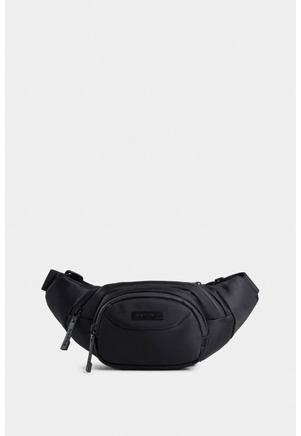 Bolso Tipo Riñonera Para Hombre En Lona Con Bolsillo Frontal Bolso Tipo Riñonera Para Hombre En Lona Con Bolsillo Frontal Negro NAPPA