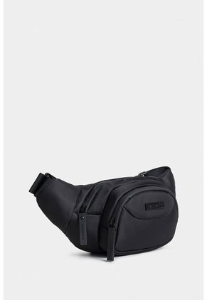 Bolso Tipo Riñonera Para Hombre En Lona Con Bolsillo Frontal Bolso Tipo Riñonera Para Hombre En Lona Con Bolsillo Frontal Negro NAPPA
