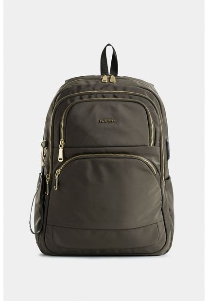 Bolso Tipo Tula Morral En Lona Con Cierres Metálicos Bolso Tipo Tula Morral En Lona Con Cierres Metálicos Verde NAPPA