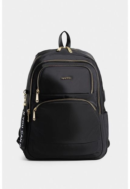 Bolso Tipo Tula Morral En Lona Con Cierres Metálicos Bolso Tipo Tula Morral En Lona Con Cierres Metálicos Negro NAPPA