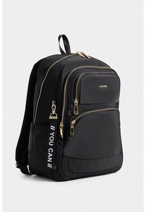 Bolso Tipo Tula Morral En Lona Con Cierres Metálicos Bolso Tipo Tula Morral En Lona Con Cierres Metálicos Negro NAPPA