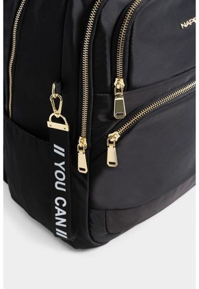 Bolso Tipo Tula Morral En Lona Con Cierres Metálicos Bolso Tipo Tula Morral En Lona Con Cierres Metálicos Negro NAPPA